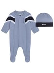 BOSS Newborn Baby Boys Gift Boxed Sleepsuit & Hat Set - Blue, Blue, Size 12 Months