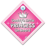 Daddy's Little Princess On Board Car Sign, Baby On Board Sign, Princess Car Sign