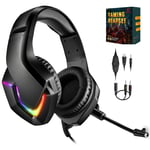 PS4 Gaming Headset with mic Kids Headphone for Xbox One PS5 Nintendo Switch Lite PC Computer Mac Fortnite Tablet NEEDONE K19 Breathing RGB Light Stereo Surround Sound Adjustable Microphone Black