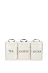 Antique Cream Tea, Coffee and Sugar Canisters in Gift Box, Steel