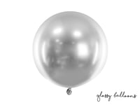 Partydeco Olbom-G-018, Toy Balloon, Latex, Silver, Oval, 8 År, 60 Cm