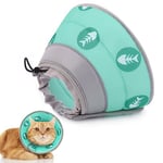 Supet Cat Cone Collar Soft to Stop Licking After Surgery, Adjustable Soft Cat Recovery Collar for Small Dogs, Puppies and Kittens (Green, S)