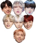 Bangtan Boys 2D Card Party Face Masks Variety Pack of 7 - K-Pop with Suga & RM