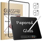 [2+2 Pièces Protection Écran Papier Pour Ipad Pro 11 2022(M2)/2021/2020/2018, Ipad Air 5 (2022)/ Ipad Air 4 10,9"" Verre Trempé Mat Avec Camera Objectif, Vitre Anti-Reflection Feel Like Paper