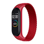 Bracelet Compatible pour Xiaomi Mi Band 7 6 5 4 3, Nylon Braided Stretch Solo Loop Bracelets Montre, Sport Remplacement Sangle avec Xiaomi Band Miband 7 5 6 4 3, rouge, XL