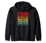 9 Years Old 9th Birthday Gift Vintage Retro Years Days Hours Zip Hoodie