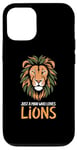 Coque pour iPhone 12/12 Pro Visage de lion drôle Meme Lions Citations Just A Man Who Loves Lions