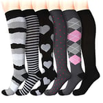 Czemo Chaussettes de Compression pour Femmes et Hommes, 6 Paires Bas de Contention, Chaussette de Contention pour Sport, Cyclisme, Voyage en Avion, Infirmières - Multicolore - L/XL