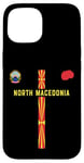 Coque pour iPhone 15 Drapeau et silhouette carte de la Macédoine du Nord, emblème national