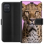 Samsung Galaxy A71 Svart Plånboksfodral Leopard