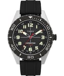 Montre Timex pour homme Expedition Field Solar 43 mm - Bracelet en silicone noir, cadran noir, boîtier acier à placage ionique TW4B30800