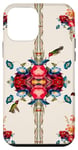 Coque pour iPhone 12 mini roses, colibri, coloré, oiseaux, fleurs, art vintage