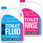 Pro-Kleen Caravan Toilet Chemical Blue 2L and Pink 2L Rinse Fluid Solution Cleaner for Caravan and Motorhomes - Eco-Friendly, Formaldehyde Free - Upto 20 Treatments Each