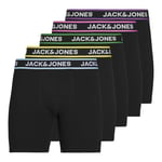 JACK & JONES Men's Jaclime Solid Boxer Briefs 5 Pack Shorts, Black/pack: black-black-black-black, S