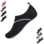 SAGUARO Chaussures Aquatiques Chaussons de d'eau Plongée Chaussettes Aqua pour Piscine et Plage Sports Nautiques Natation Surf Voile Mer Rivière pour Homme Femme (Noir,42/43 EU)