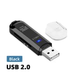 Lecteur de carte mémoire pour PC,2 en 1,USB 3.0,2.0,SD,TF,adaptateur multi-cartes,lecteur flash,accessoires pour ordinateur portable - Type USB2.0 Black 2