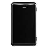 COMFEE' RCD93BL2UKRT(E) Under Counter Fridge, 93L Retro Freestanding Fridge with Chiller Box, Adjustable Thermostats, LED light, Black