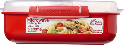 Sistema Rectangle Microwave Container | 1.25 L | BPA-Free | Red/Clear