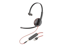 Poly Blackwire 3215 - Blackwire 3200 Series - headset - på örat - kabelansluten - 3,5 mm kontakt, USB-A - svart - Skype-certifierat, Avaya-certifierad, Cisco Jabber-certifierad