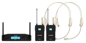 Audibax AWM 203 - Système sans Fil Microphone Serre-tête Professionnel - 2 canaux UHF - Connecteur Mini-XLR - Applications et événements en Direct - Son Professionnel