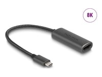 Delock - Videokort - 24 Pin Usb-C Hane Till Hdmi Hona - 20 Cm - Grå - 8K30 Hz (7680 X 4320) Stöd, 3D-Videostöd, Stöd För Dp Alt-Läge