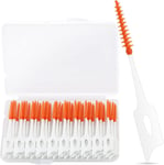 Interdental Brushes 40 Pack, Teepee Toothpicks, Orange Floss Picks with Case