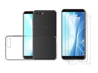 NOVAGO Compatible Huawei Honor View 10 (Pack 2 en 1) Coque Gel Souple Transparente résistante Anti Choc + 2 Films Protection écran en Verre trempé (Films Plus Petits Que l'écran)