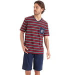 Athena Homme Rayures Cap Horn Ensemble De Pyjama, Bordeaux/Bas Bleu Marine, S EU