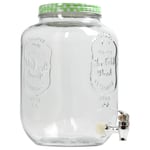 8 Litre Large Barrel Clear Glass Jar Cocktail Beverage Drinks Dispenser Green