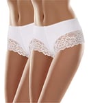 Merry Style Boxer Culotte Slip Short Shorty sous-vêtement Femme MSGAB107 (Blanc (2Pack), 40 (Taille du producteur: M))