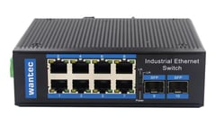 WANTEC - Industrial Fiber Ethernet Switch für Hutschiene  8 Port + 2 SFP