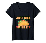 Womens Just roll with it Burrito V-Neck T-Shirt