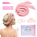 LOPHE Heatless Curlers Headband, No Heat Hair Wave Curls for Sleeping, Overnight Heatless Hair Curling Set with Hair Clip Styling Tools, Soft Velour Heatless Curling Rod Headband for Long Medium Hair