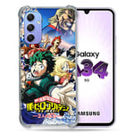 Cokitec Coque Renforcée en Verre Trempé pour Samsung Galaxy A34 5G Manga My Hero Academia Affiche