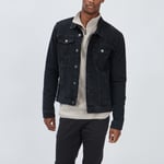 LH - blouson en jean droit boutonné denim noir homme