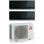 Mitsubishi - electric dual split inverter climatiseur série kirigamine zen black msz-ef 7+7 avec mxz-2f42vf r-32 wi-fi intégré couleur noir 7000+7000