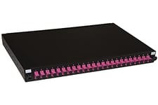 Connetto - Panneau Fibre Optique 19" avec 24 adaptateurs SC simplex om4 Profondeur 250 mm avec Cochon installés Couleur Noire