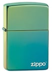 Zippo – High Polish Teal Zippo Logo – Essence Briquet Coupe-Vent, Rechargeable, dans Une boîte Cadeau de Haute qualité 49191ZL Taille Unique Gris