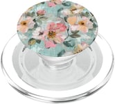 Pastel Peach and Aqua Aquarelle Floral Bliss PopSockets PopGrip pour MagSafe