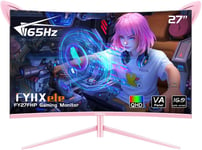 FY27FHP Moniteur Rose 27 Pouces incurvé Gaming 165Hz - Ecran VA 144Hz 1800R 1ms 2560 x 1440P, Haut-parleurs intégrés, AMD Free-Sync, HDMI, DP, USB, AUX, Inclinaison réglable.[G335]