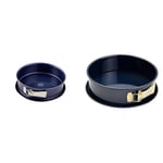 Dr. Oetker Springform Cake Tin 28cm & 26cm Diameter, Set Bundle of Two, Round Cake Mould, Baking Pan, Cut & Scratch Resistant Flat Removable Base, Non-Stick Enamel Coating, Colour: Blue