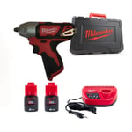 Milwaukee - M12BIW12-202C Boulonneuse à choc 12V - 2 x 2.0Ah Batterie + Chargeur en coffret – 4933447133