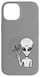 iPhone 14 Funny and cute Grey Alien "No" V-Finger Gesture Case