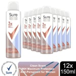 Sure Women Antiperspirant 96H Maximum Protection Deo 12x150ml, Select Your Scent