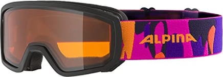 ALPINA PINEY Lunettes de ski anti-buée, extrêmement robustes et incassables avec protection UV 100% pour enfants, noir/rose mat, taille unique