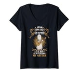 Womens Ferret Playing Acoustic Guitar Musical Fans Band Animal V-Neck T-Shirt