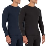 Fruit of the Loom Men's Recycled Waffle Thermal Underwear Crew Top (1 and 2 Packs) Pajama, Black/Navy, 3X