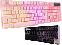 Orzly Gaming Keyboard RGB USB Wired Rainbow Keyboard Designed for PC Gamers, PS4, PS5, Laptop, Xbox, Nintendo Switch, RX-250 Hornet Edition (Pink)