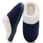 Hiver Pantoufles Femmes en Mousse Mémoire Confort Laine-Peluche Maison Intérieur Mignon Mules Chaussons Anti-Slip Chaud Souple House Chaussures pour Dames Indoor Outdoor, Bleu.xmt, 36/37 EU