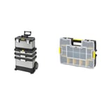 Stanley Fatmax 1-95-622 Servante d'Atelier Sur Roulettes métal/Plastique - Gamme Fatmax & Stanley 1-94-745 Organiseur Sort master 17 Compartiments - 8 Intercalaire mobile